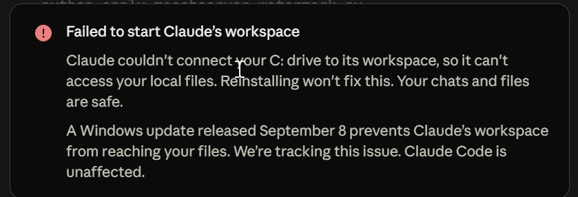 Failed to run Claude Cowork workspace