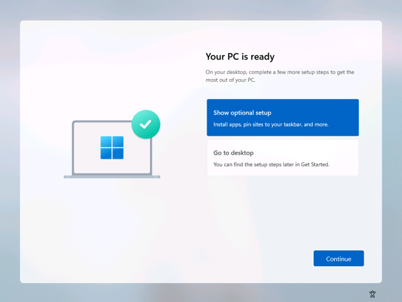 The new “Your PC is ready” screen at the end of Windows 11 setup