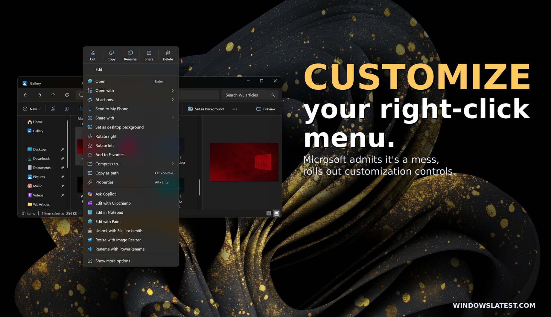 Microsoft admits Windows 11's right-click menu is a mess, will let you customize it after years of complaints