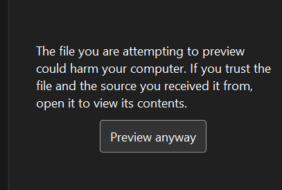 Preview anyway option in File Explorer