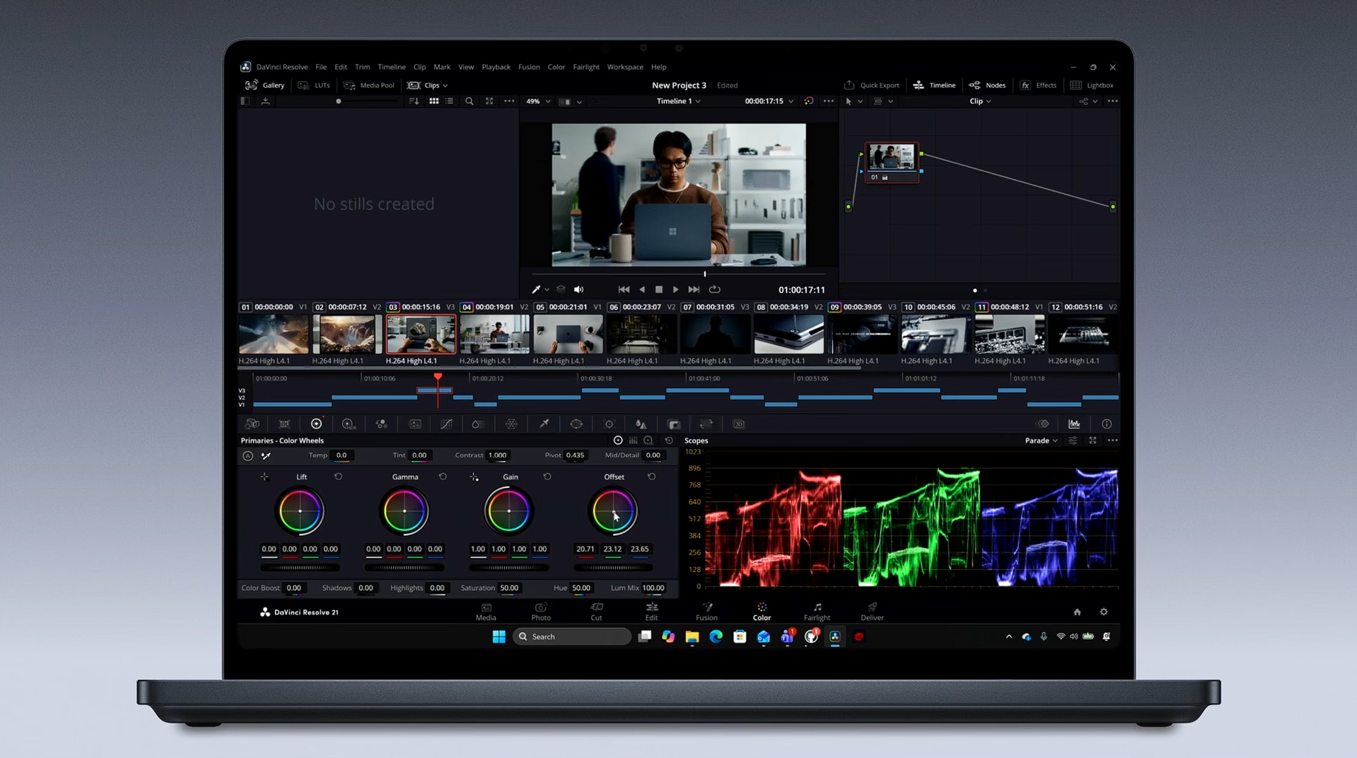MS Surface Laptop Ultra running DaVinci Resolve