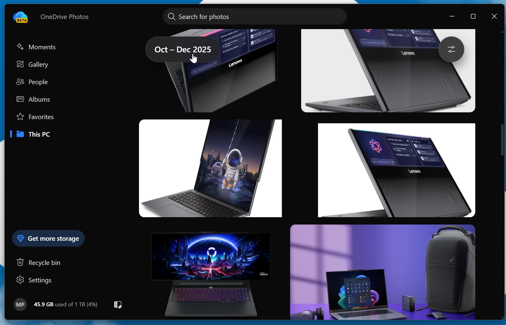 이 PC 기능이 포함된 OneDrive Photos