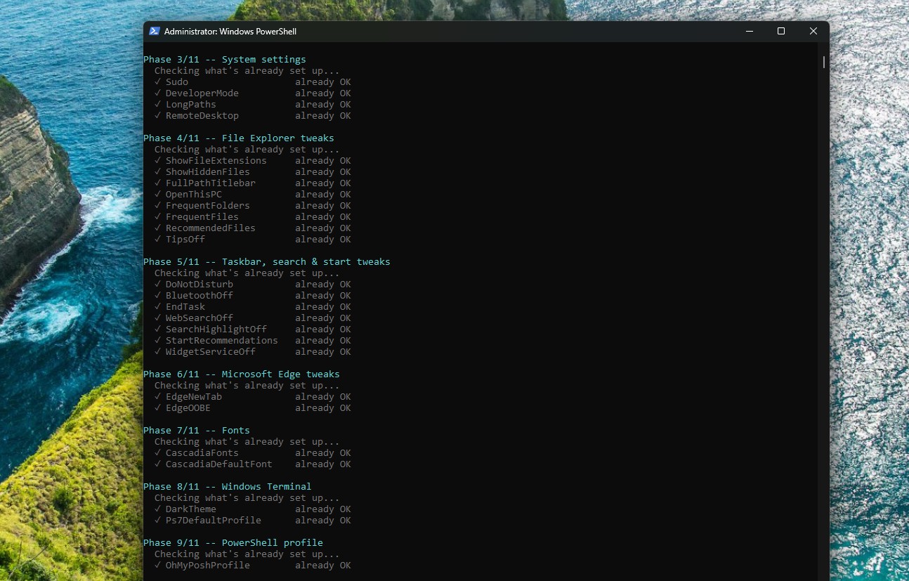 System settings changed by Windows Developer Config