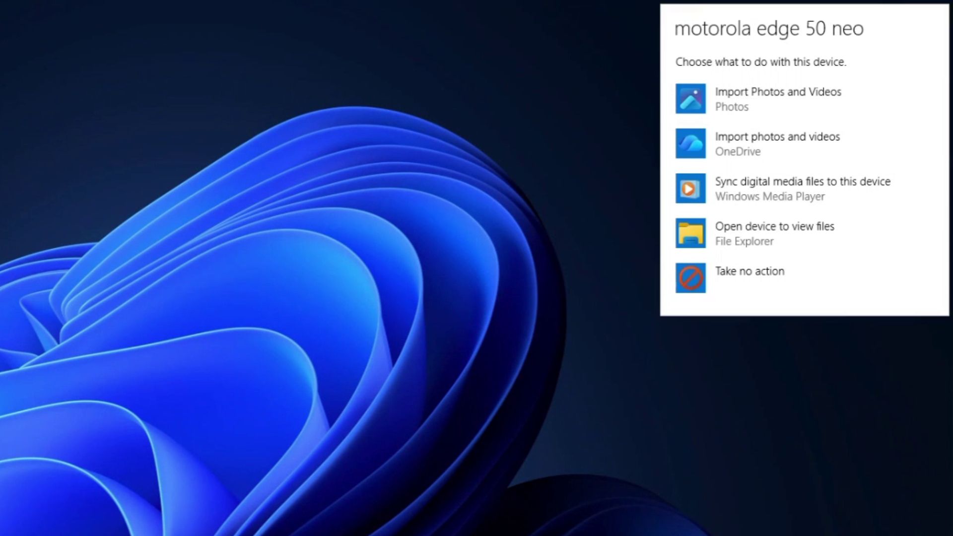 Windows 11 AutoPlay dialog box