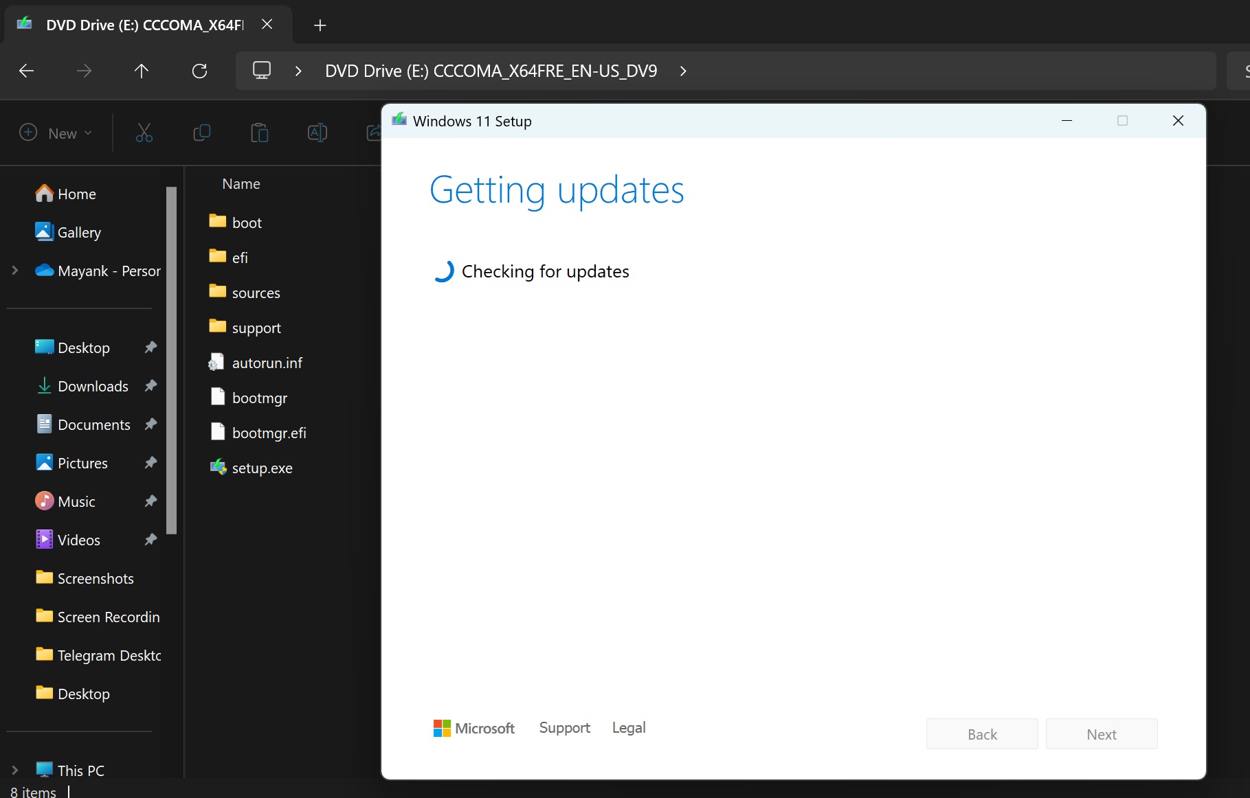 Getting updates through Windows Setup