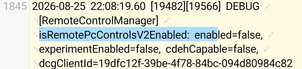 Chaînes dans l'APK Android de Link to Windows montrant de nouveaux contrôles à distance pour le PC