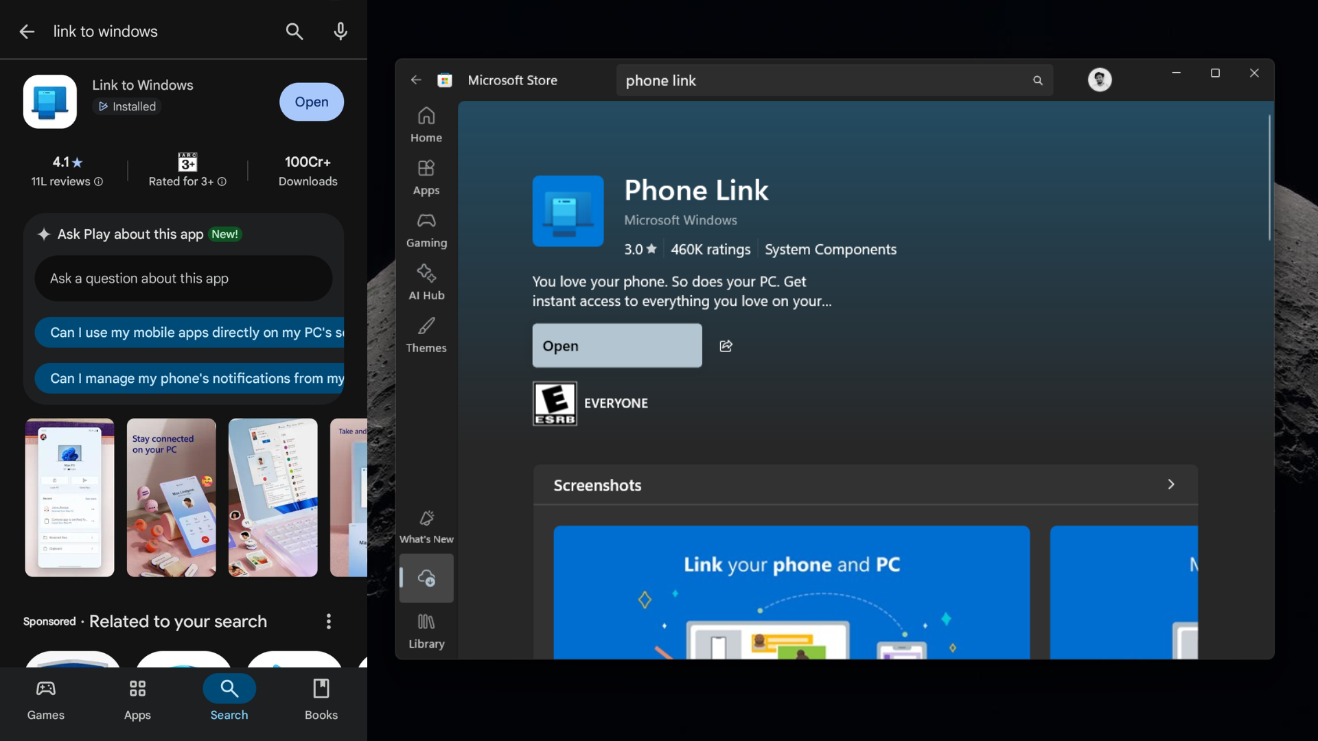 Link to Windows pour Android et Phone Link pour PC Windows