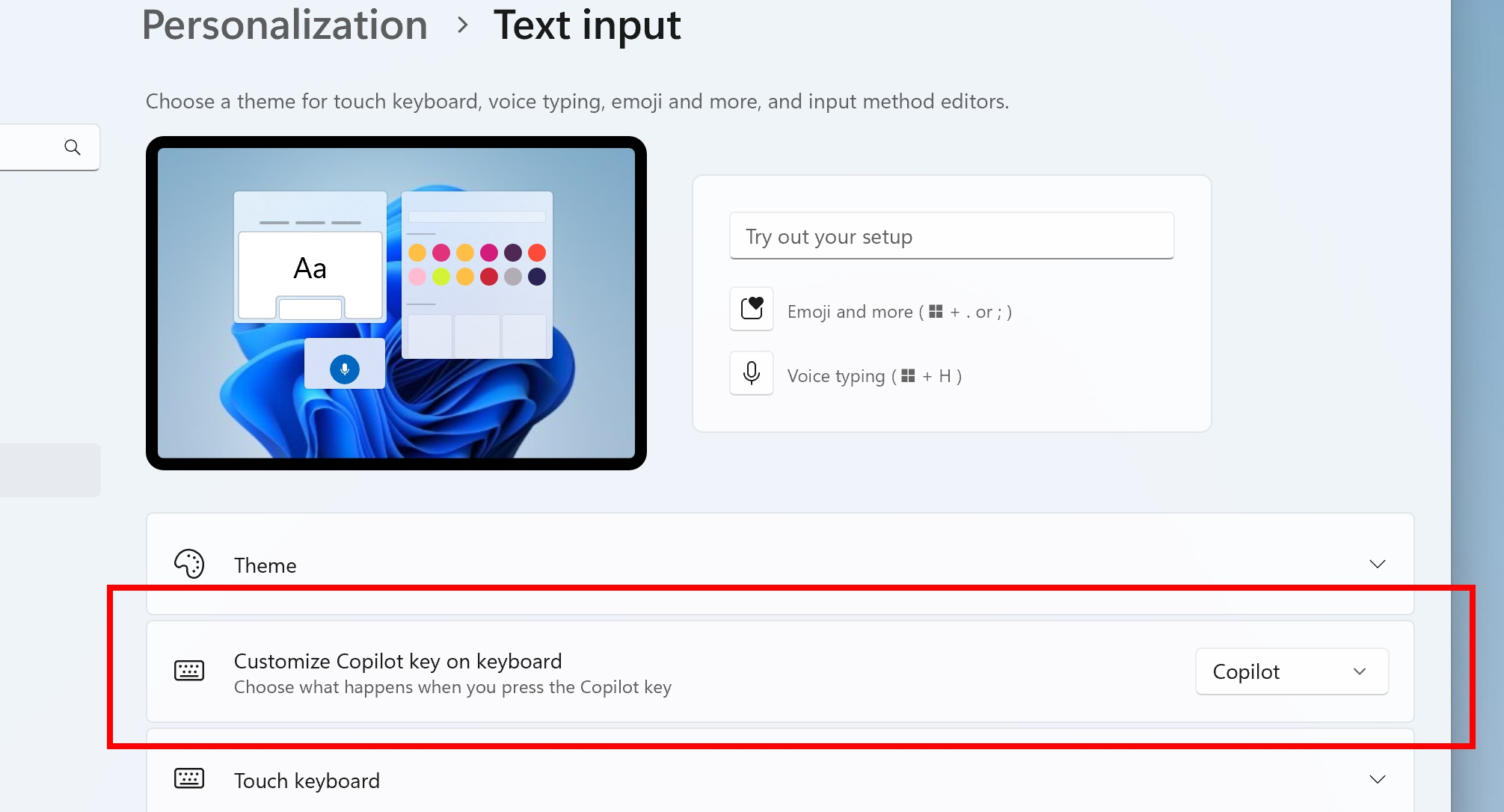 Settings for remapping the Copilot key