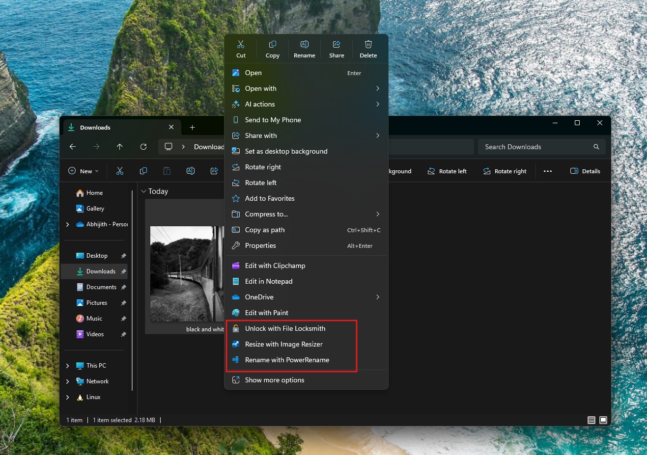 PowerToys extensions in the File Explorer context menu