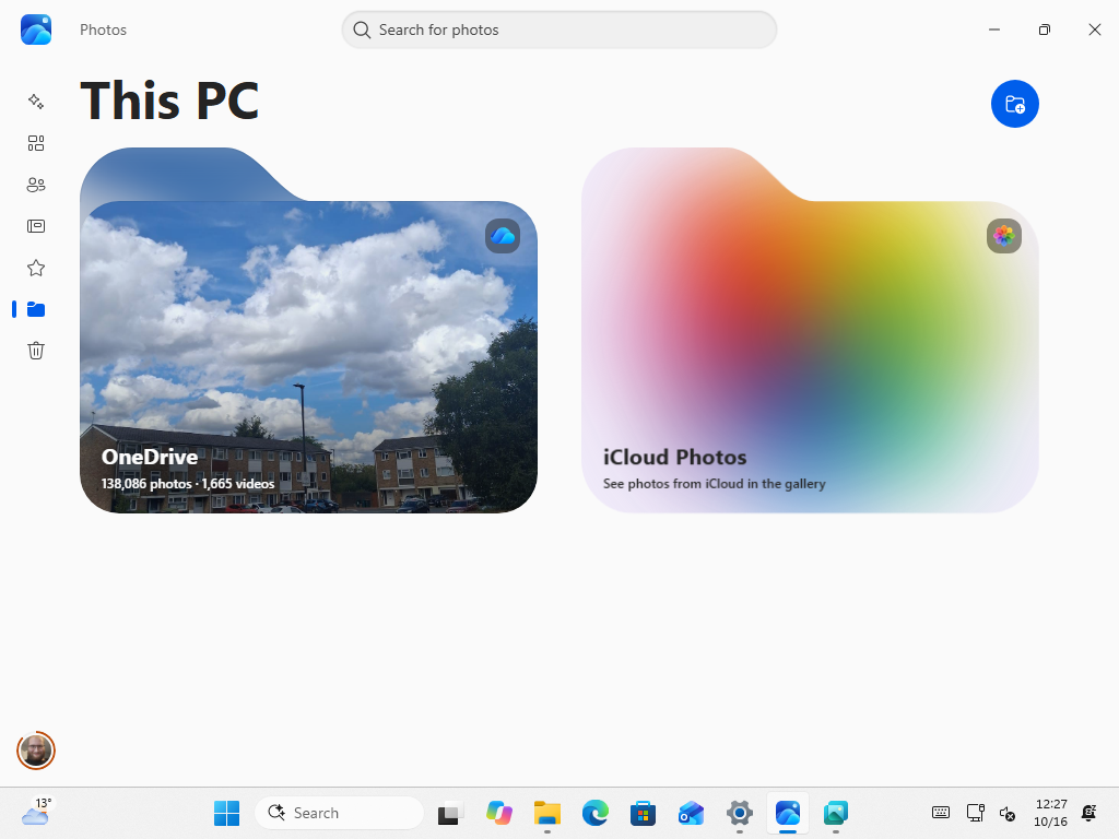 OneDrive and iCloud Photos folders in the new Photos app
