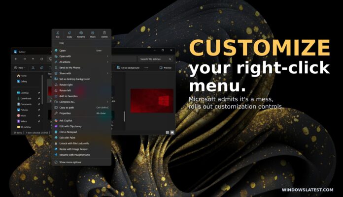Windows 11 right-click menu customization