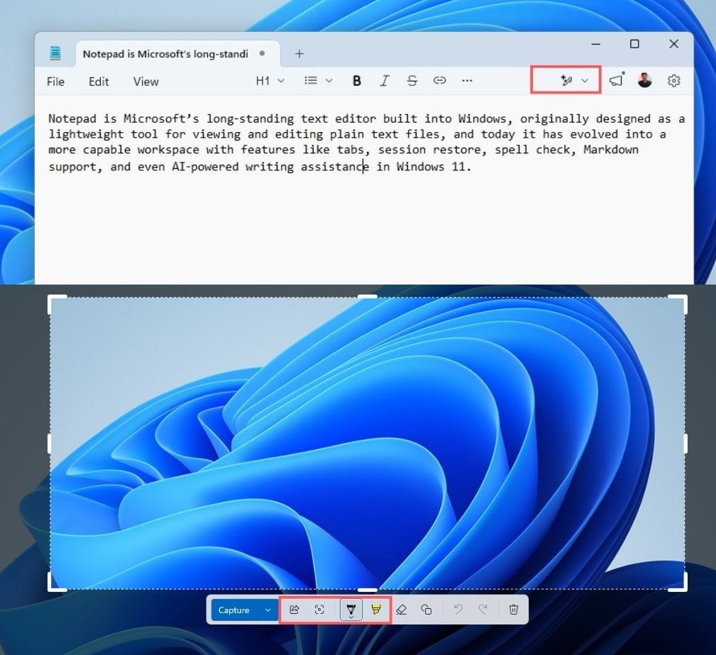 Notepad and Snipping Tool remove Copilot