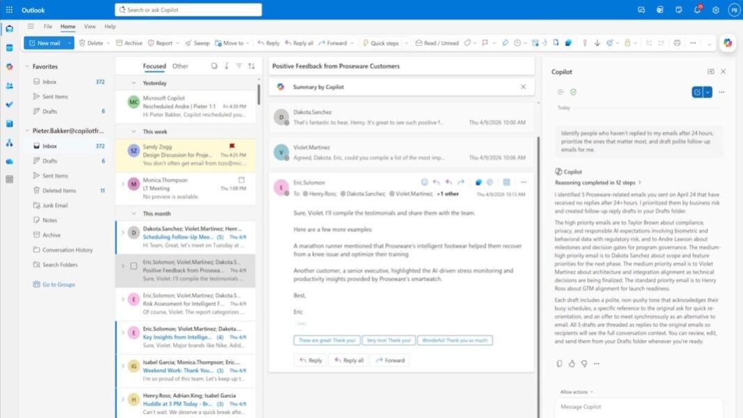 Microsoft spouští režim Copilot Agent v Outlooku