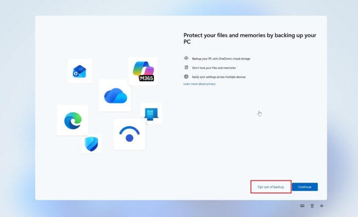 Windows 11 OneDrive opt-out button