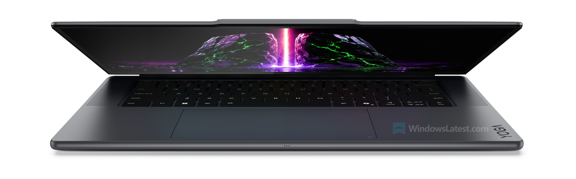 Lenovo Yoga Pro 9n con la tapa parcialmente abierta