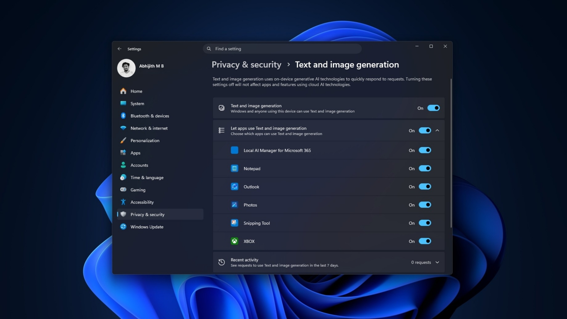 MS's Privacy Settings has a page for Text and image generation turned on by default