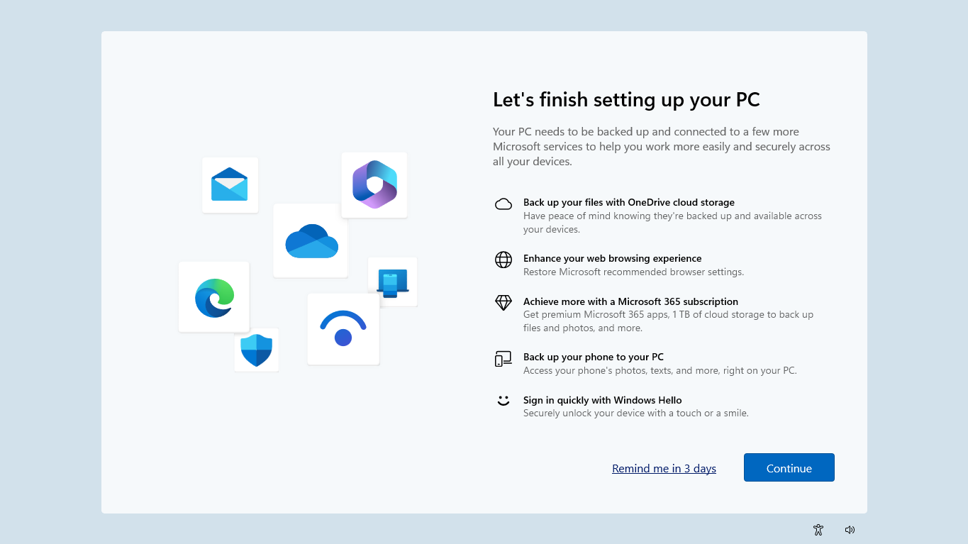 Windows 11 OneDrive Remind Me prompt