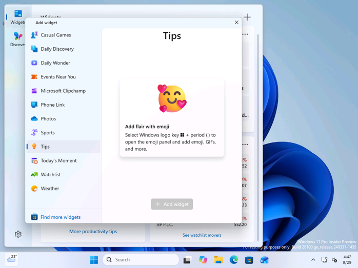 Adding Tips from the Widgets board