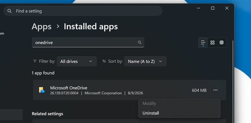 OneDrive 제거