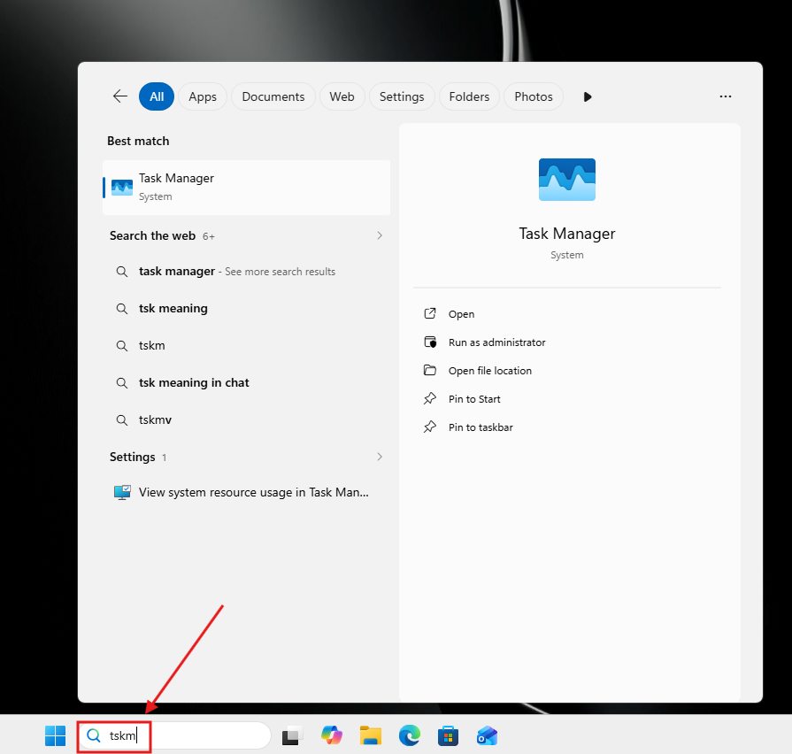 Vyhledávání Windows zobrazuje Správce úloh při špatném hláskování