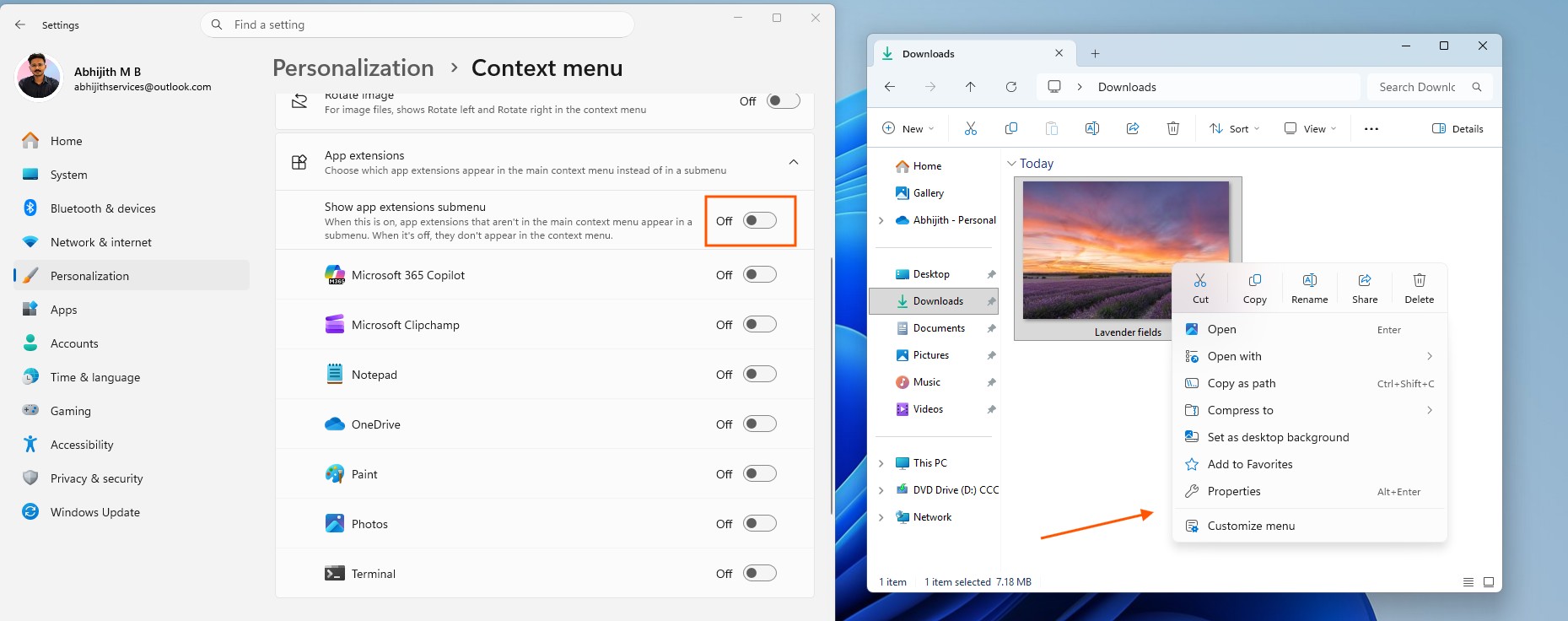 How to customize the context menu in Windows 11