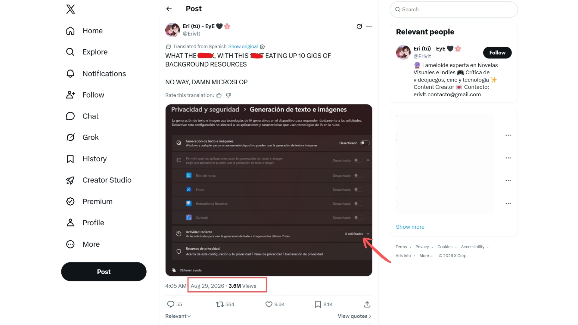 Misleading X posts that say a toggle for the Text and image generation service uses background resources