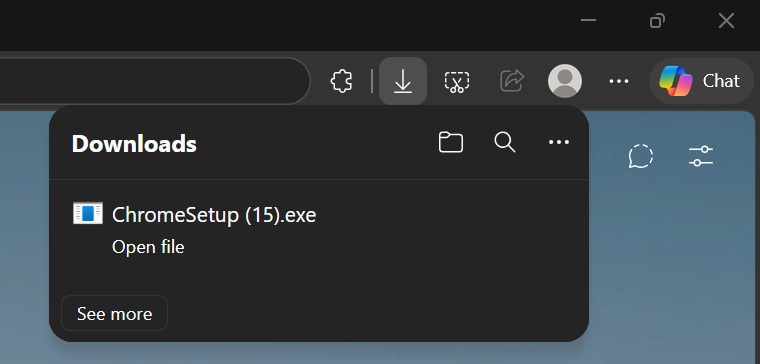 ChromeSetup in MS Edge