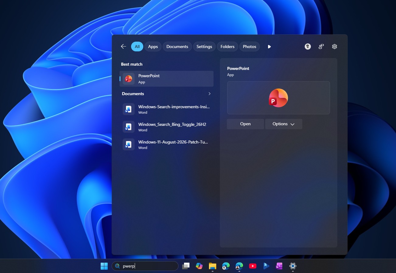 Windows Search now handles typing errors more effectively
