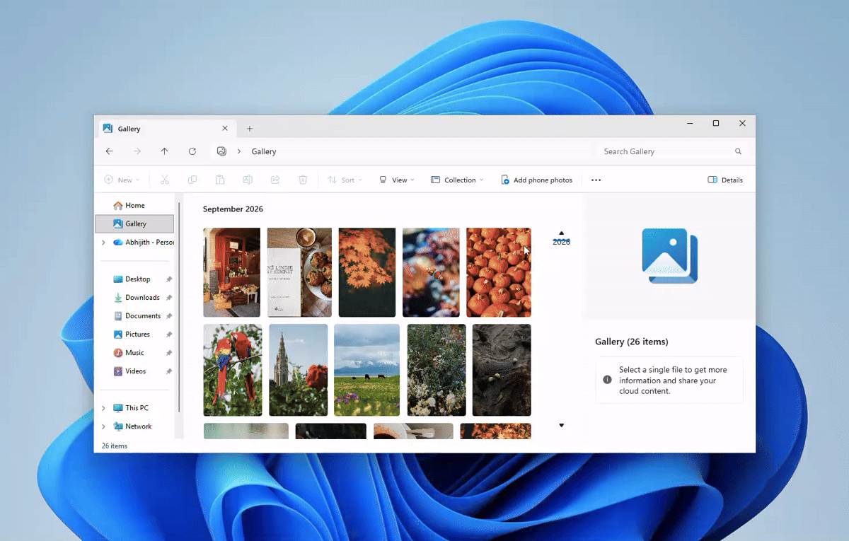 Scrolling Windows 11 Gallery