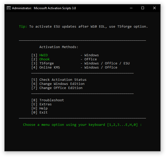 Scripts d'activation de MS