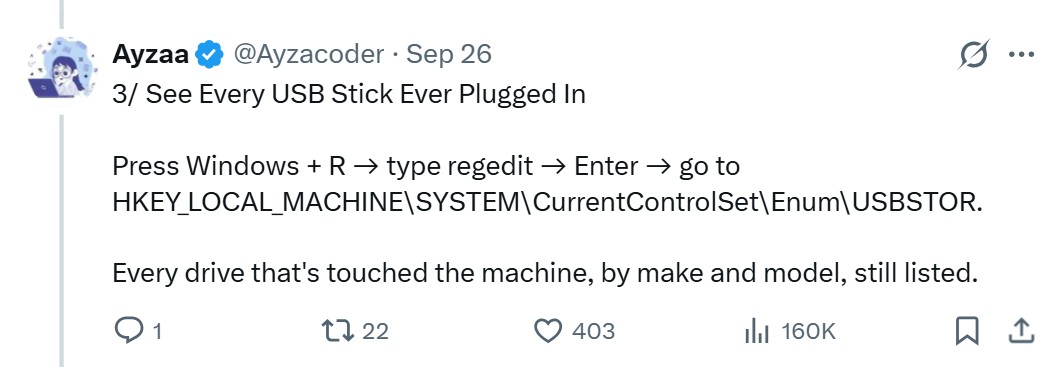 Viral X post fearmongering USBSTOR