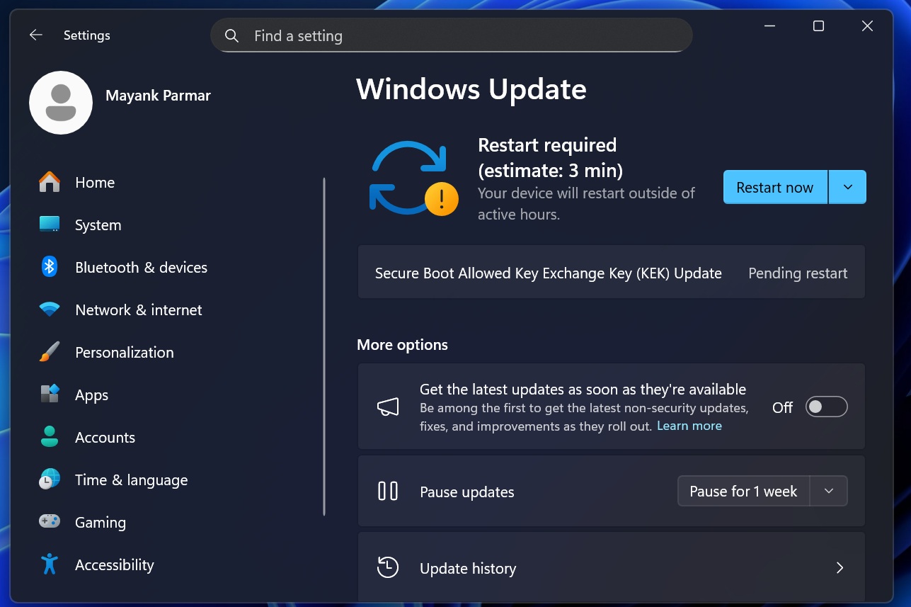 Secure Boot Allowed Key Exchange Key (KEK) Update