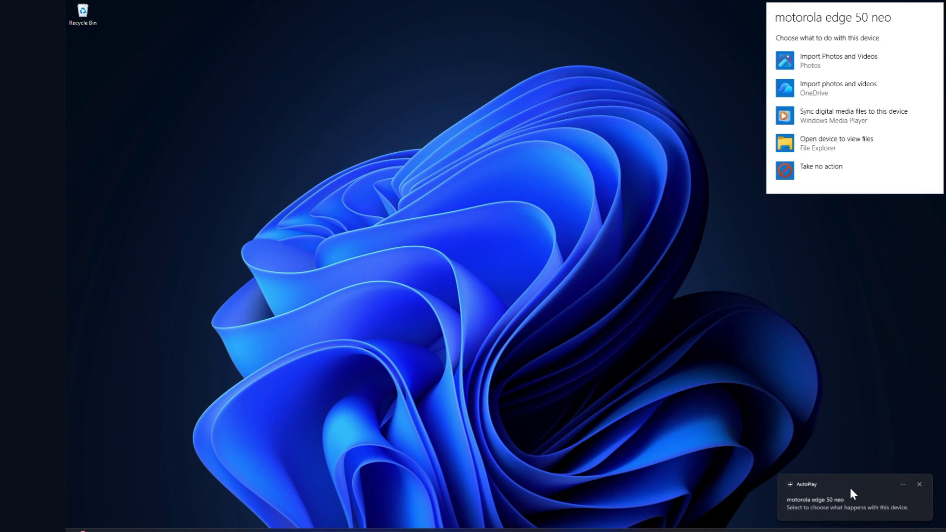 Windows 11 AutoPlay Interface