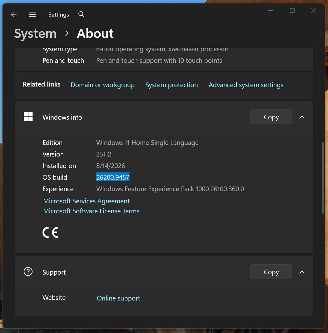 Windows 11 KB5129195 update advances to Build 26200.9457