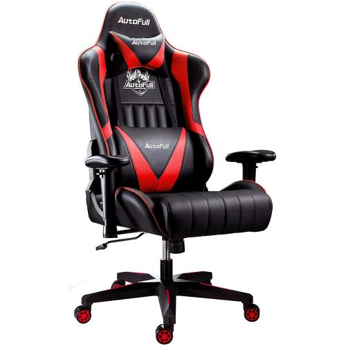 Official AutoFull Gaming Chair Red And Black PU Leather Racing Style Computer Chair, E-Sports Swivel Chair, AF070BPU Standard