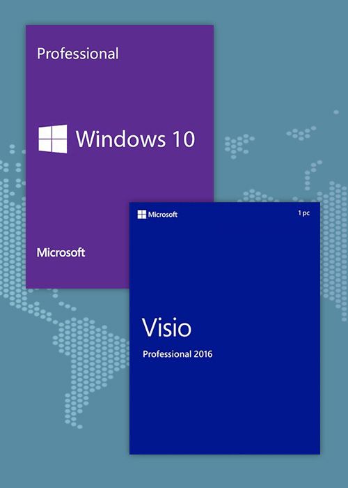 Windows10 Pro OEM + Visio Professional 2016 CD Keys Pack